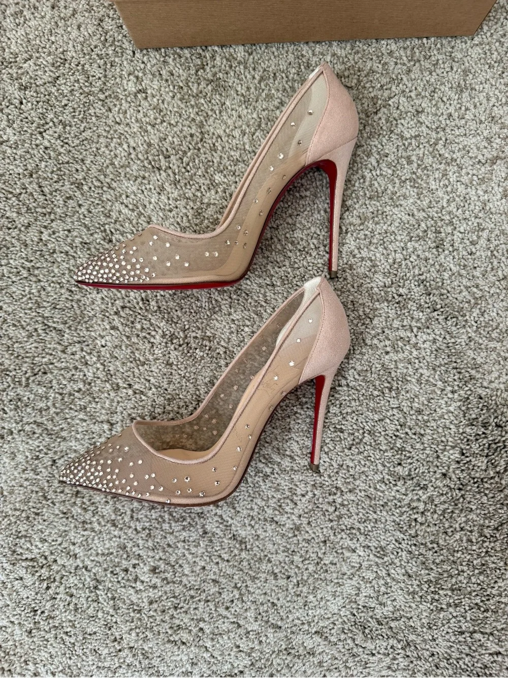 NIB Christian Louboutin Follies Strass 100 mm Crystal Pumps Size 38.5